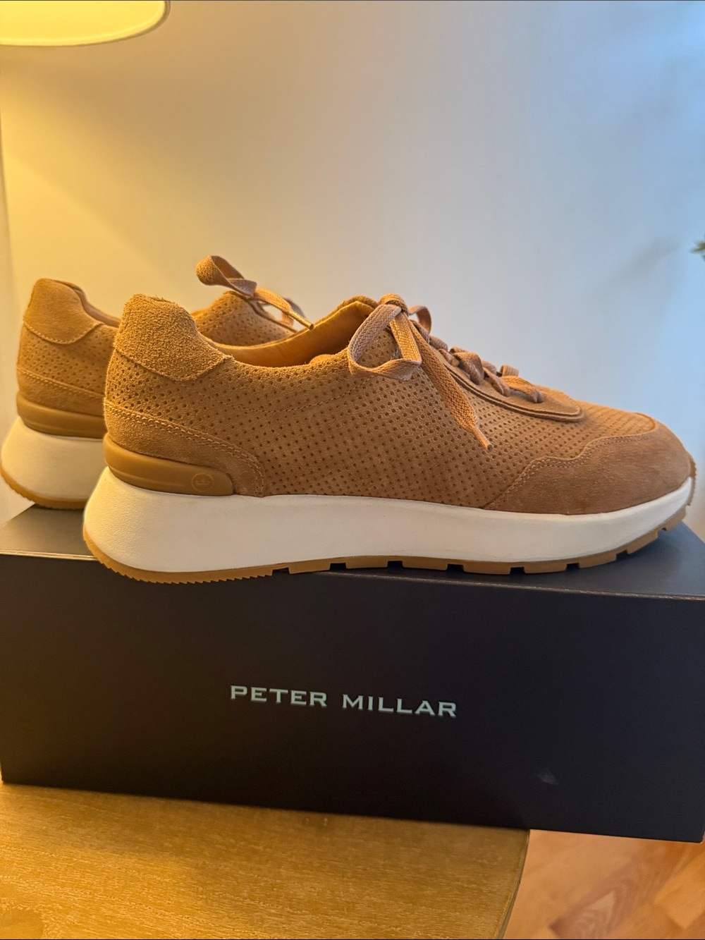 Peter Millar Brown Suede Perforated Men's Sneakers